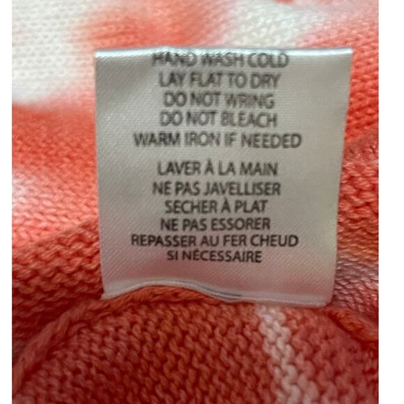 Belldini NEW Size Large New Coral and White Tie Dye Open Knit Pullover Sweater - Picture 7 of 12